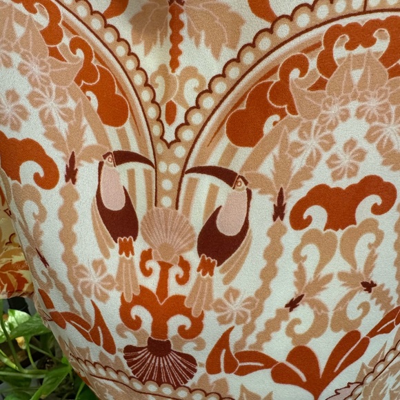 Rose & Olive Patterned Blouse - Orange and Cream - Picture 3 of 6